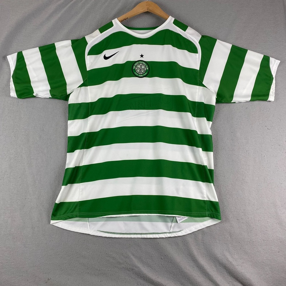 Nike Celtic FC 2005 2007 Green White Home Soccer Jersey Mens XL Total 90 Y2K